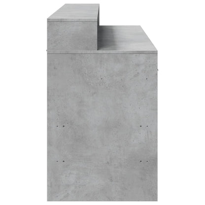 Bureau met LED-verlichting 140x55x91 cm bewerkt hout betongrijs