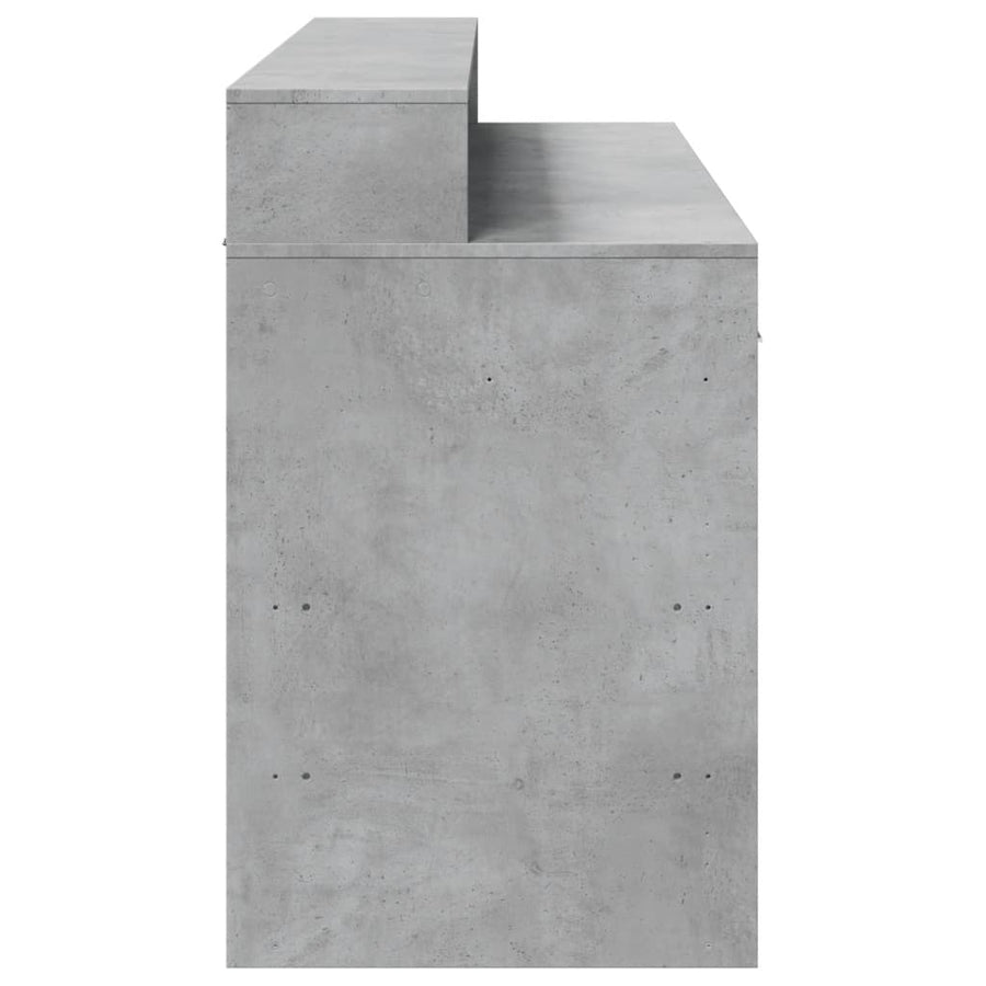 Bureau met LED-verlichting 140x55x91 cm bewerkt hout betongrijs