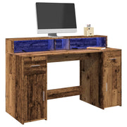 Bureau 140x55x91 cm bewerkt hout oud hout LED