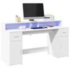 Desk with LED Lighting 160x55x91 cm Engineered Wood White
