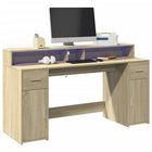 Desk with LED lighting 160x55x91 cm Sonoma oak-coloured wood