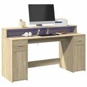 Bureau 160x55x91 cm sonoma eiken LED-verlichting