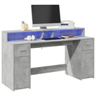 Bureau 160x55x91 cm bewerkt hout betongrijs LED