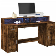 Bureau 160x55x91 cm gerookt eiken LED