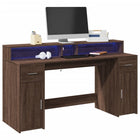 Desk with LED lighting 160x55x91 cm wood brown oak-coloured