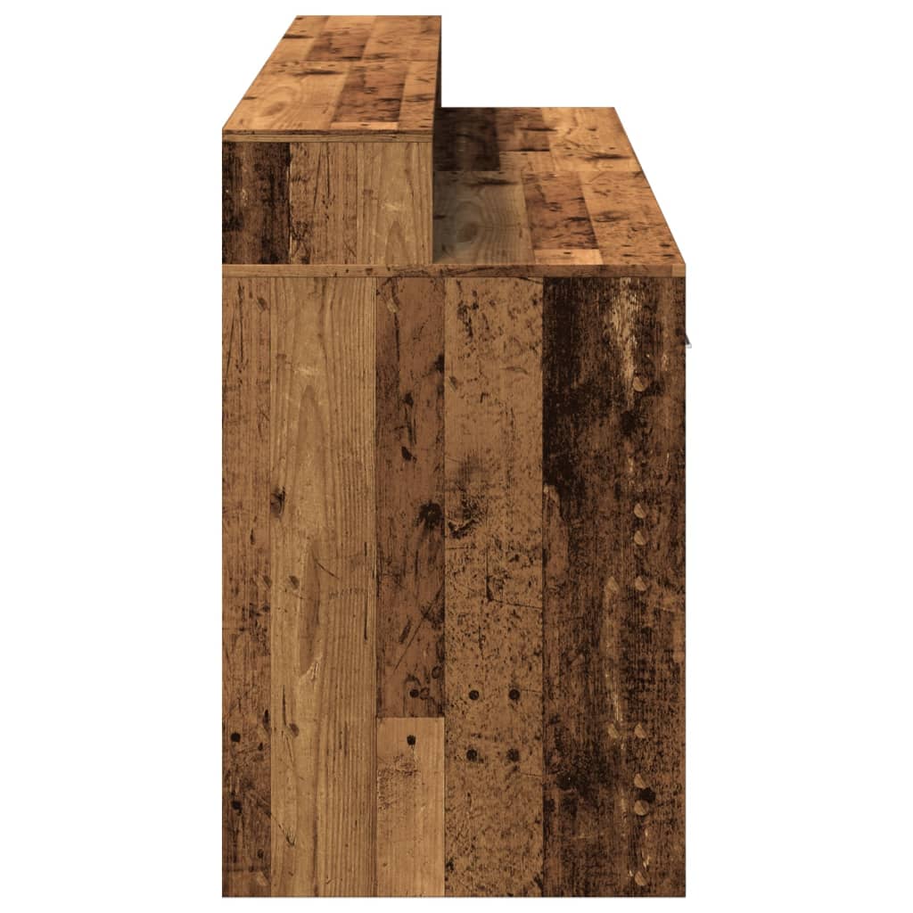 Bureau met LED-verlichting 160x55x91 cm bewerkt hout oud hout