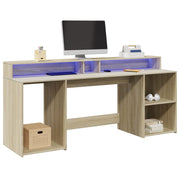 Bureau 200x55x91 cm sonoma eiken met LED-verlichting