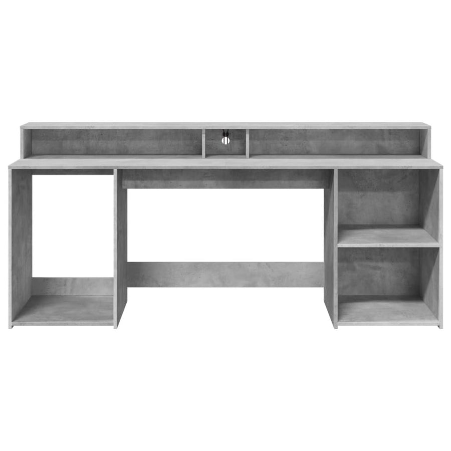 Bureau met LED-verlichting 200x55x91 cm bewerkt hout betongrijs