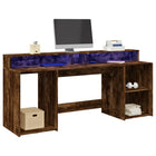 Bureau 200x55x91 cm gerookt eiken met LED