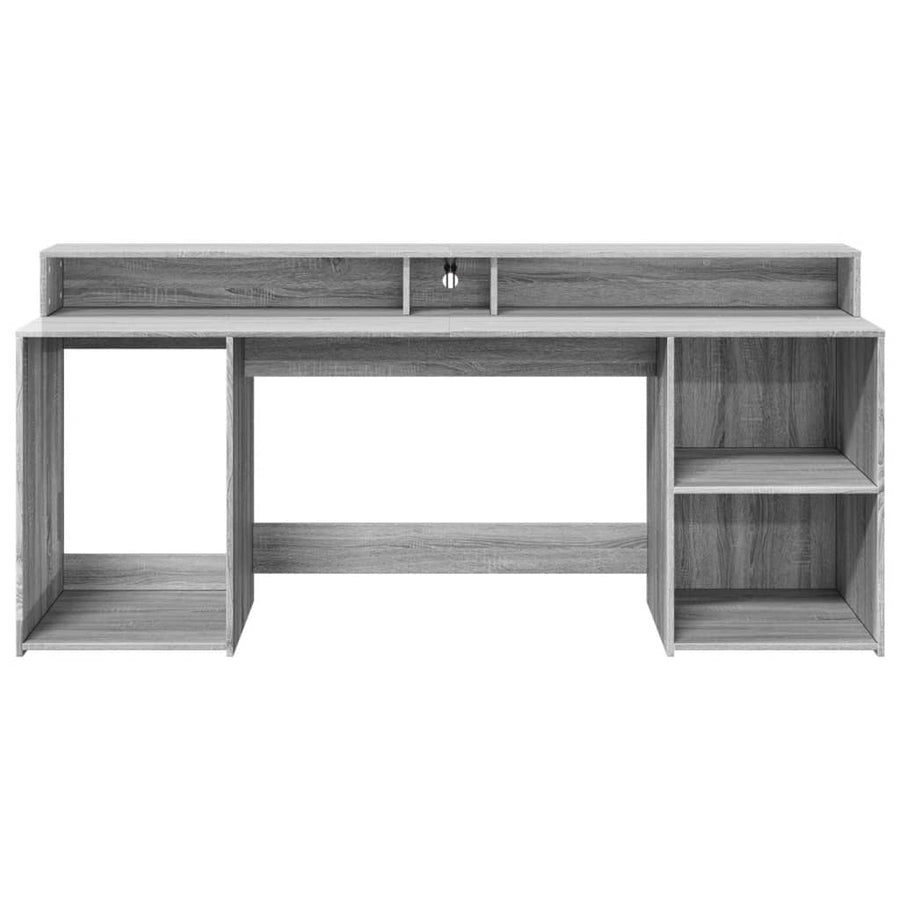 Bureau met LED-verlichting 200x55x91 cm hout grijs sonoma eiken