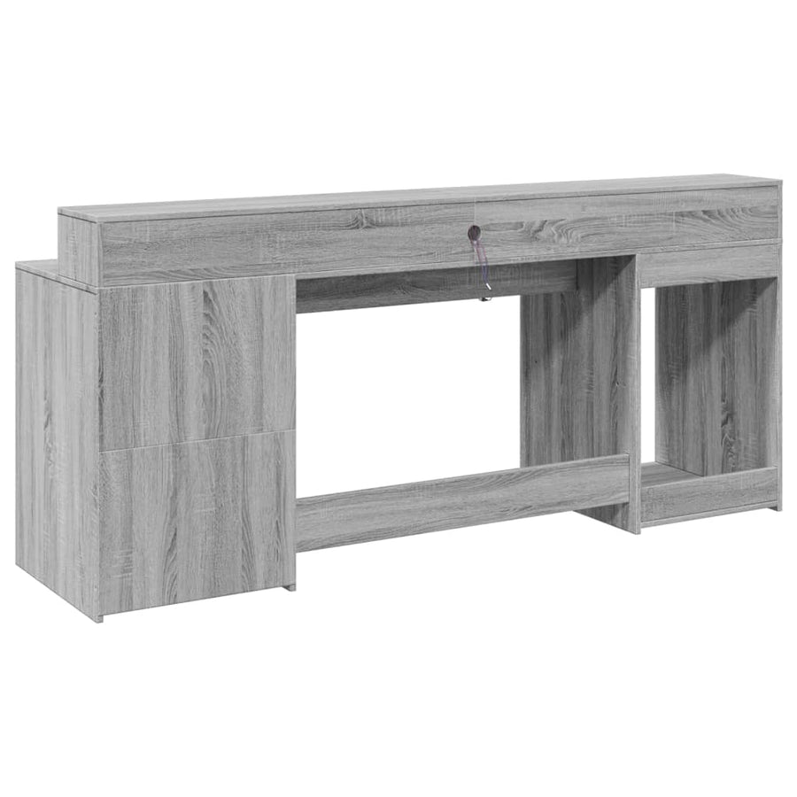 Bureau met LED-verlichting 200x55x91 cm hout grijs sonoma eiken