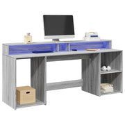 Bureau 200x55x91 cm grijs sonoma eiken LED