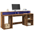 Bureau 200x55x91 cm bewerkt hout oud hout LED