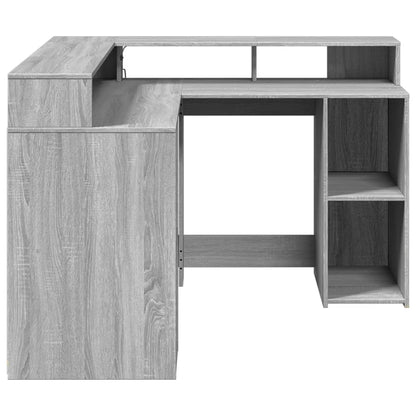 Bureau met LED-verlichting 130x130x91 cm hout grijs sonoma