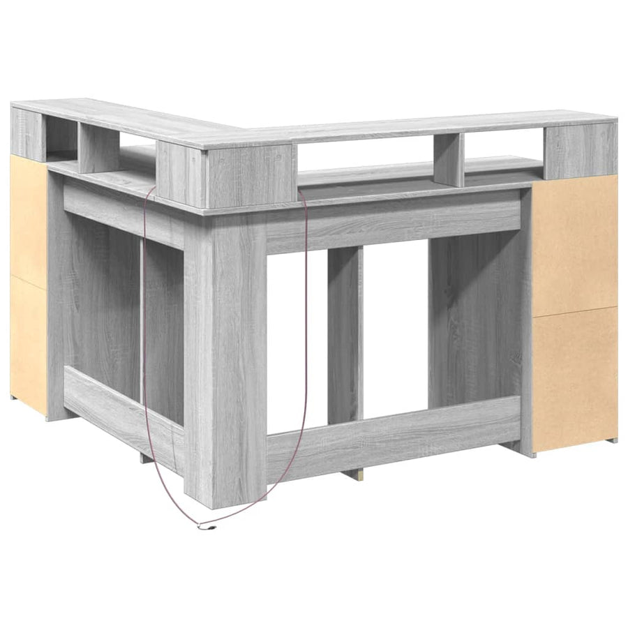 Bureau met LED-verlichting 130x130x91 cm hout grijs sonoma