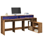 Desk with LED lighting 200x104x91 cm treated old wood