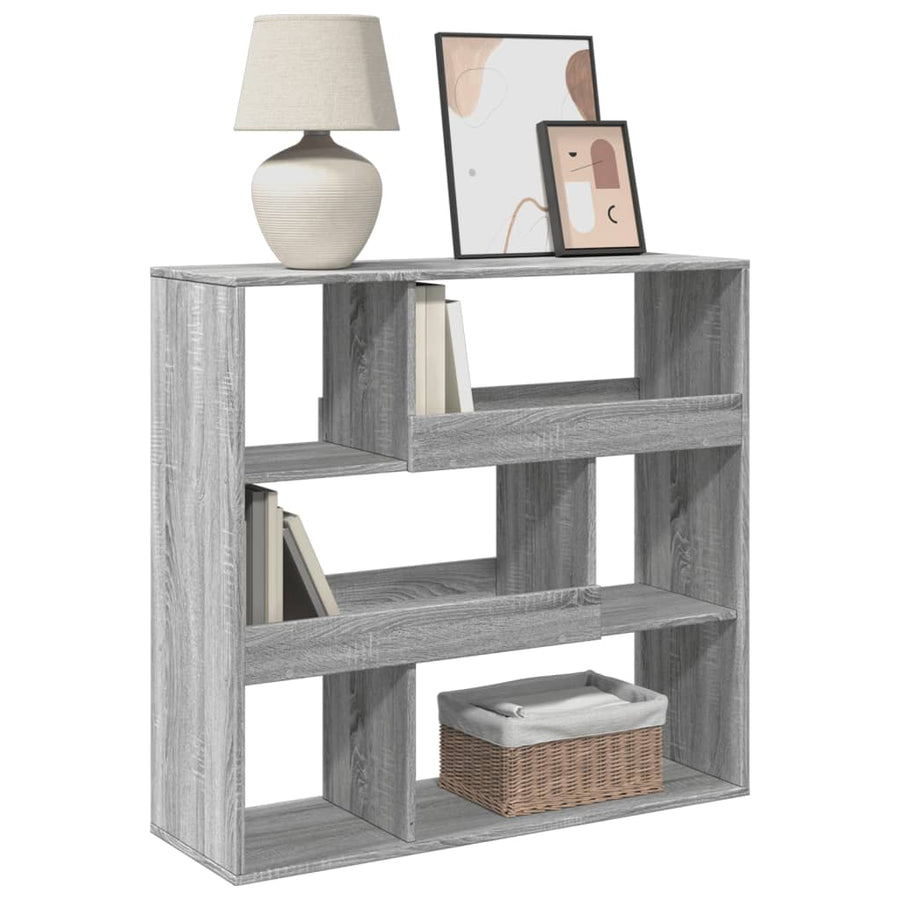 Boekenkast 100x33x94,5 cm bewerkt hout grijs sonoma eikenkleur