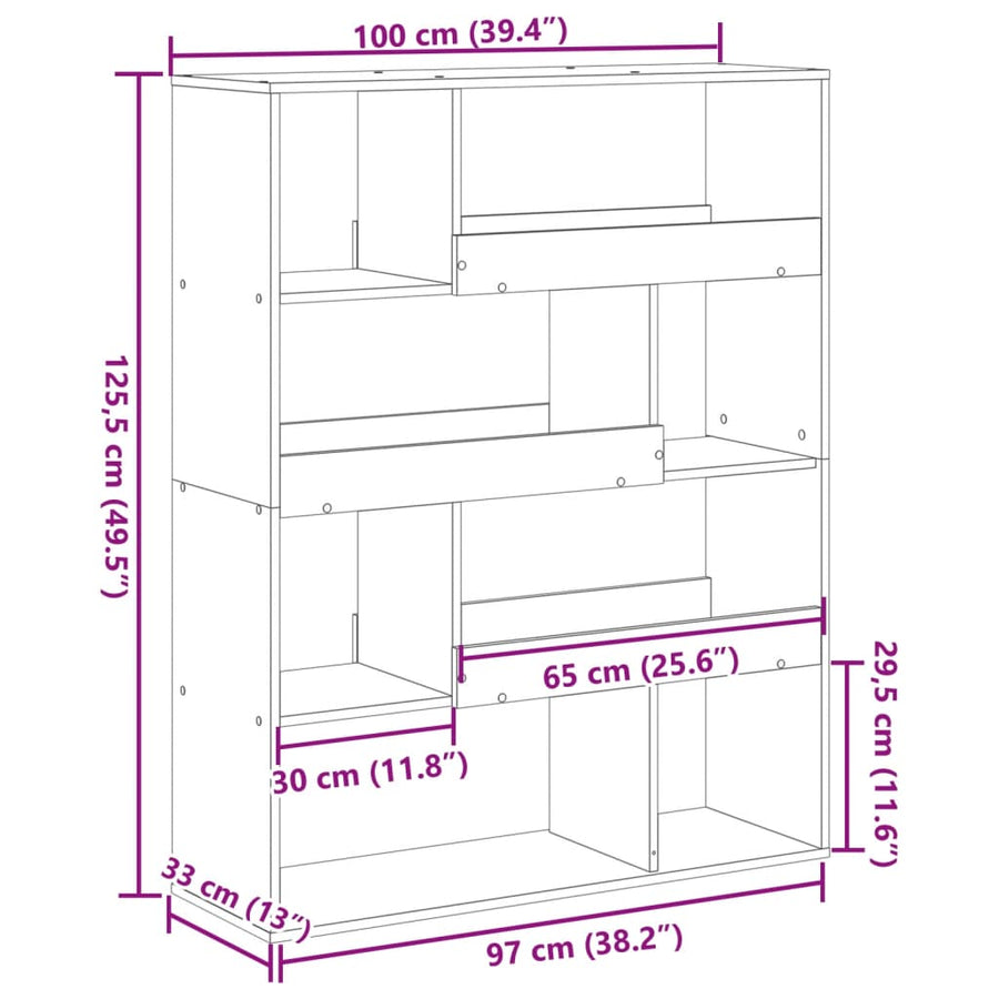 Kamerscherm 100x33x125,5 cm bewerkt hout wit