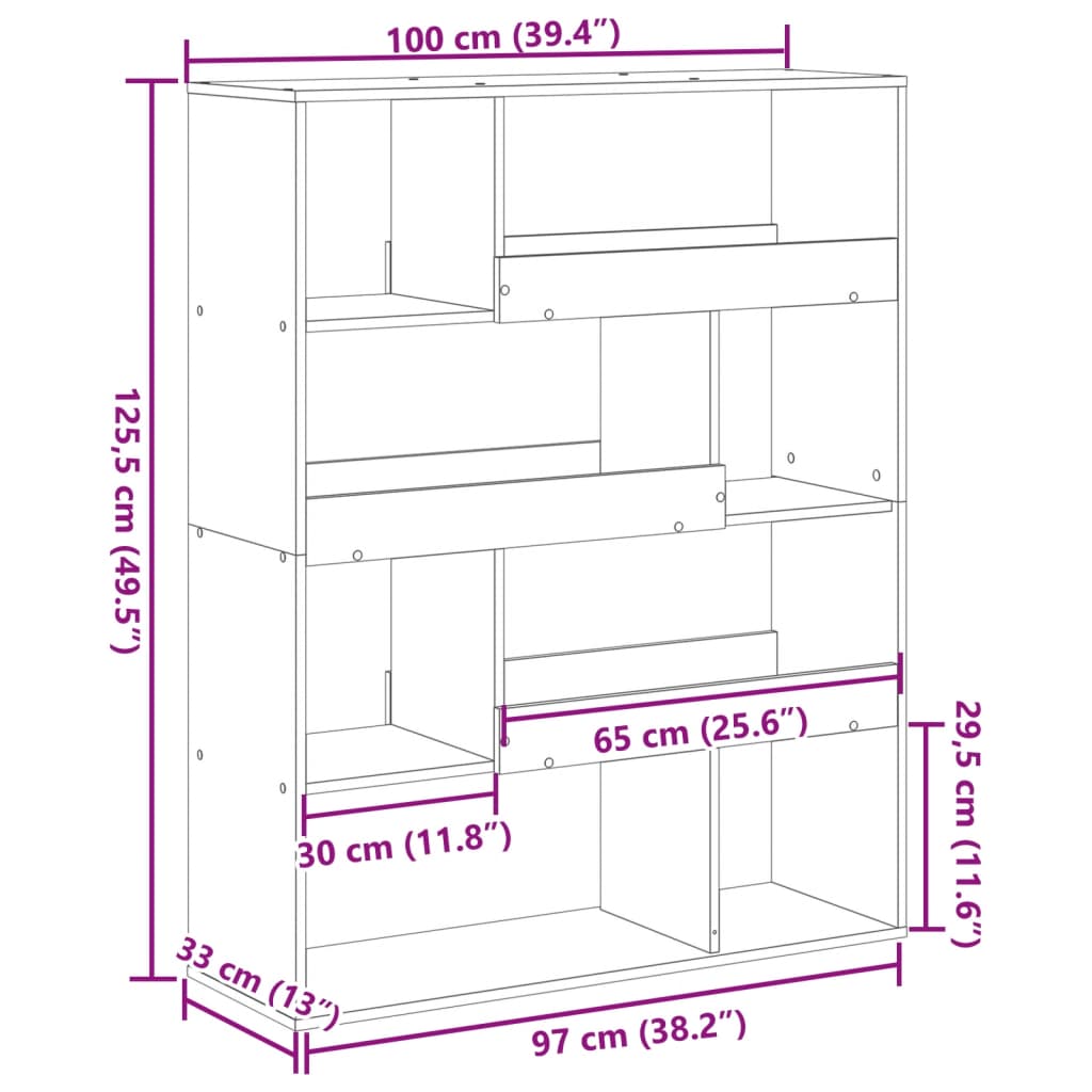Kamerscherm 100x33x125,5 cm bewerkt hout zwart
