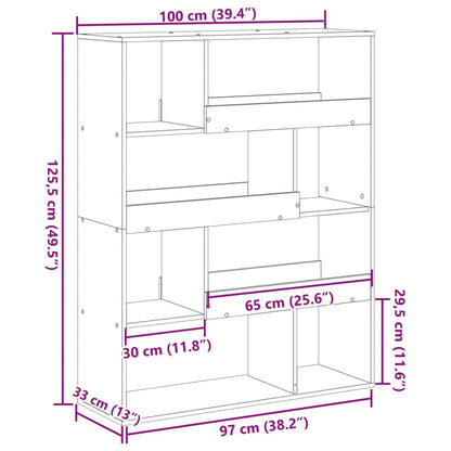 Kamerscherm 100x33x125,5 cm bewerkt hout zwart
