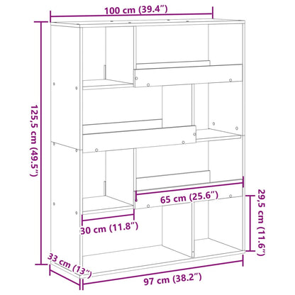 kamerscherm 100x33x125,5 cm bewerkt hout grijs sonoma eiken