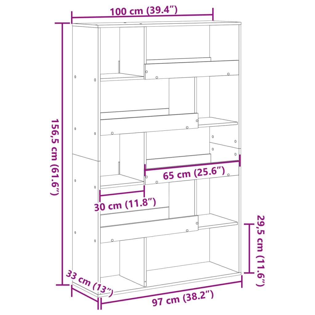 Kamerscherm 100X33X156,5 Cm Bewerkt Hout Kleurig 156.5 cm