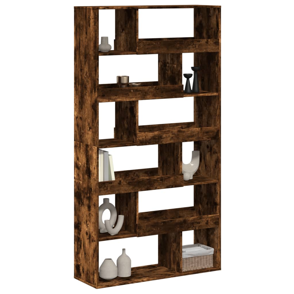 kamerscherm 100x33x187,5 cm bewerkt hout gerookt eikenkleurig