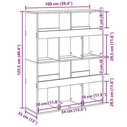 kamerscherm 100x33x125,5 cm bewerkt hout betongrijs