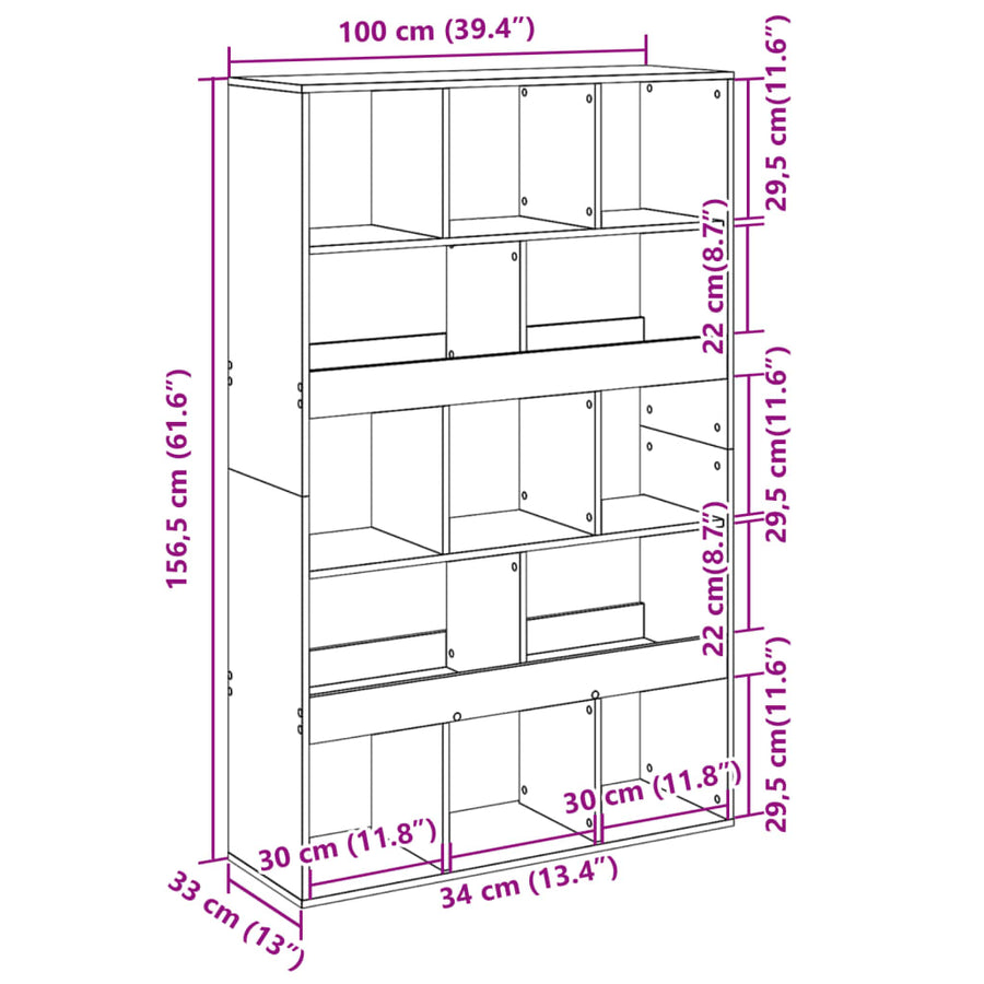 kamerscherm 100x33x156,5 cm bewerkt hout betongrijs