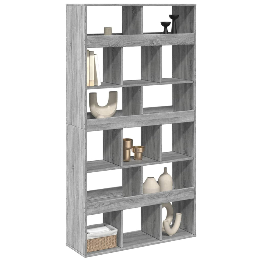 kamerscherm 100x33x187,5 cm bewerkt hout grijs sonoma eiken