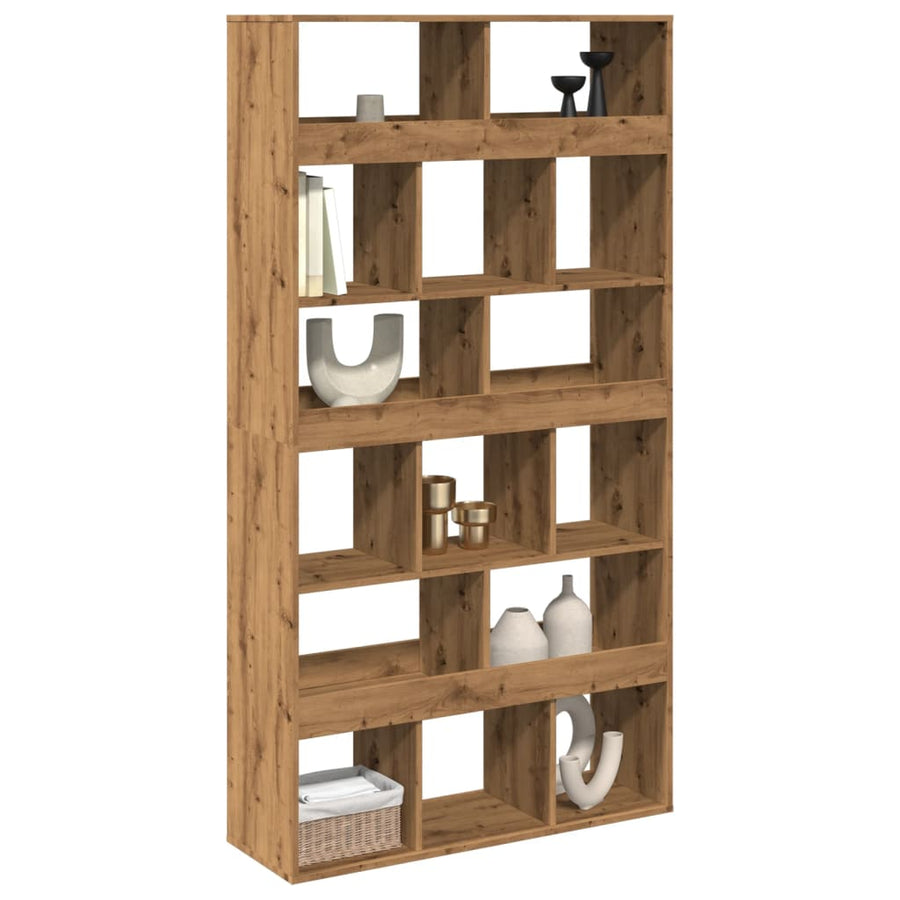 Kamerscherm 100x33x187,5 cm bewerkt hout artisanaal eikenkleur