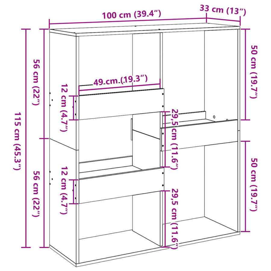 Kamerscherm 100x33x115 cm bewerkt hout wit