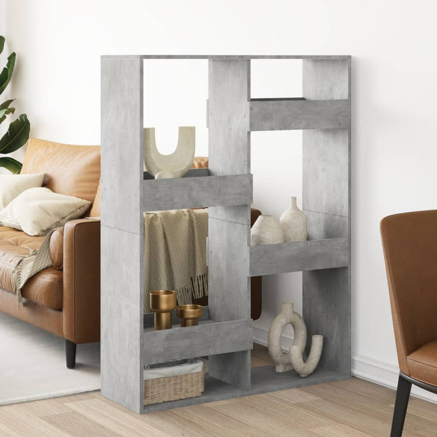 Kamerscherm 100x33x135 cm bewerkt hout betongrijs
