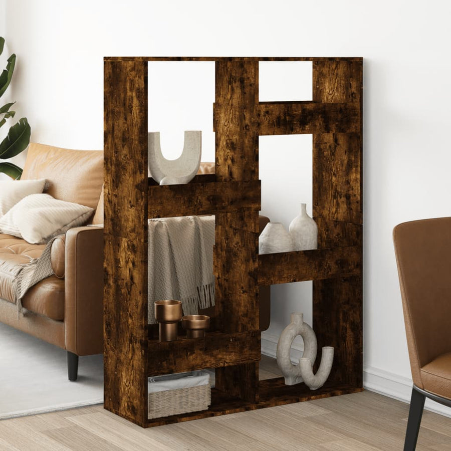 Kamerscherm 100x33x135 cm bewerkt hout gerookt eikenkleurig