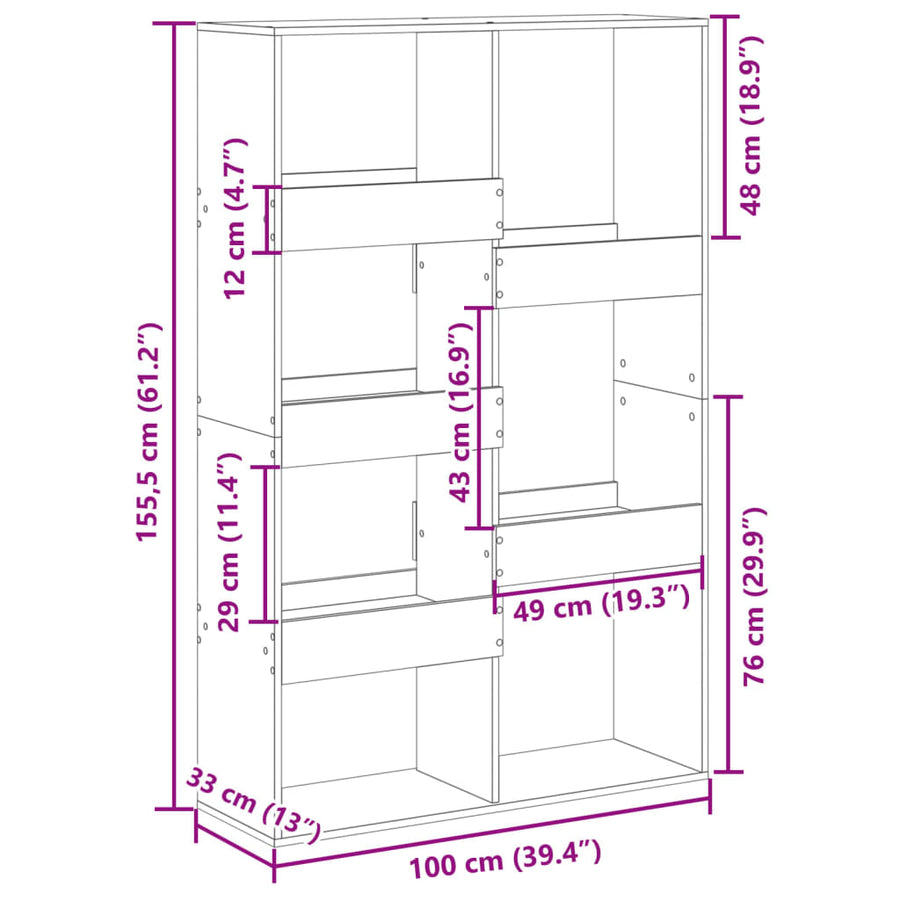Kamerscherm 100x33x155,5 cm bewerkt hout wit