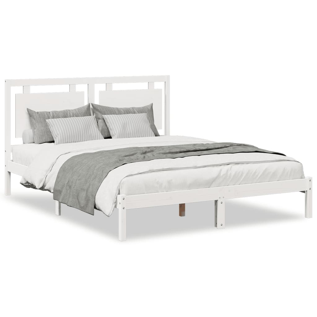 Bedframe extra lang zonder matras massief hout wit 160x210 cm