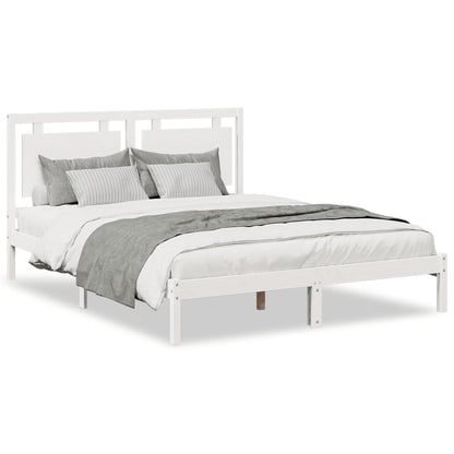 Bedframe extra lang zonder matras massief hout wit 160x210 cm