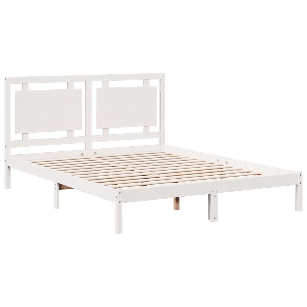 Bedframe extra lang zonder matras massief hout wit 160x210 cm