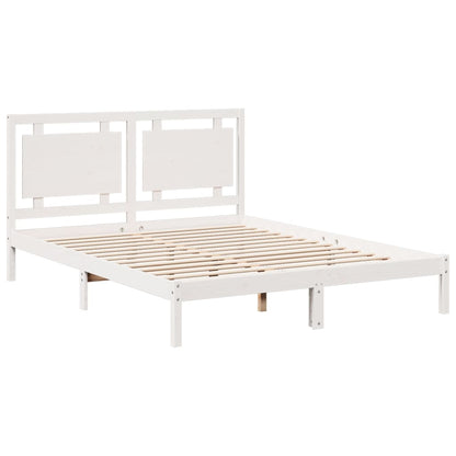 Bedframe extra lang zonder matras massief hout wit 160x210 cm