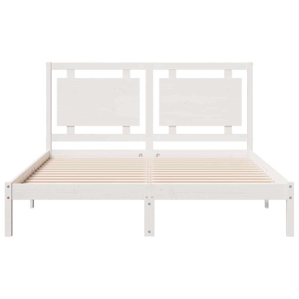 Bedframe extra lang zonder matras massief hout wit 160x210 cm