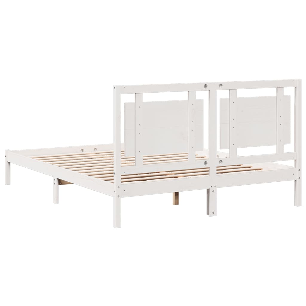 Bedframe extra lang zonder matras massief hout wit 160x210 cm