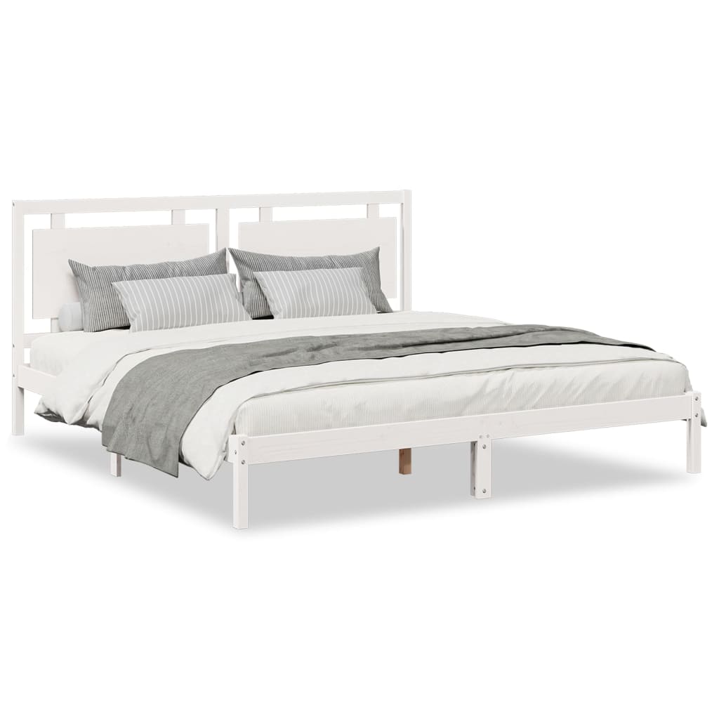 Bedframe extra lang zonder matras massief hout wit 200x210 cm