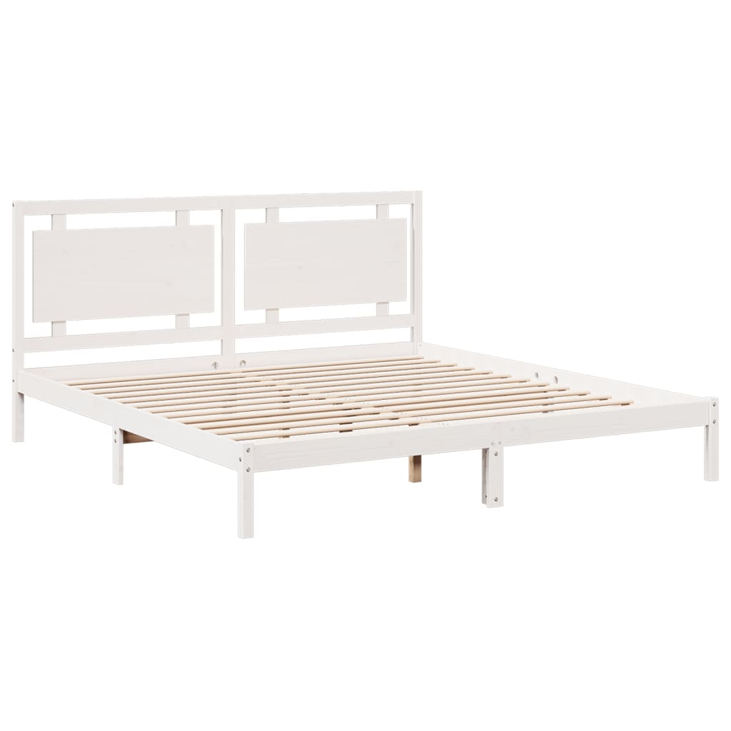 Bedframe extra lang zonder matras massief hout wit 200x210 cm