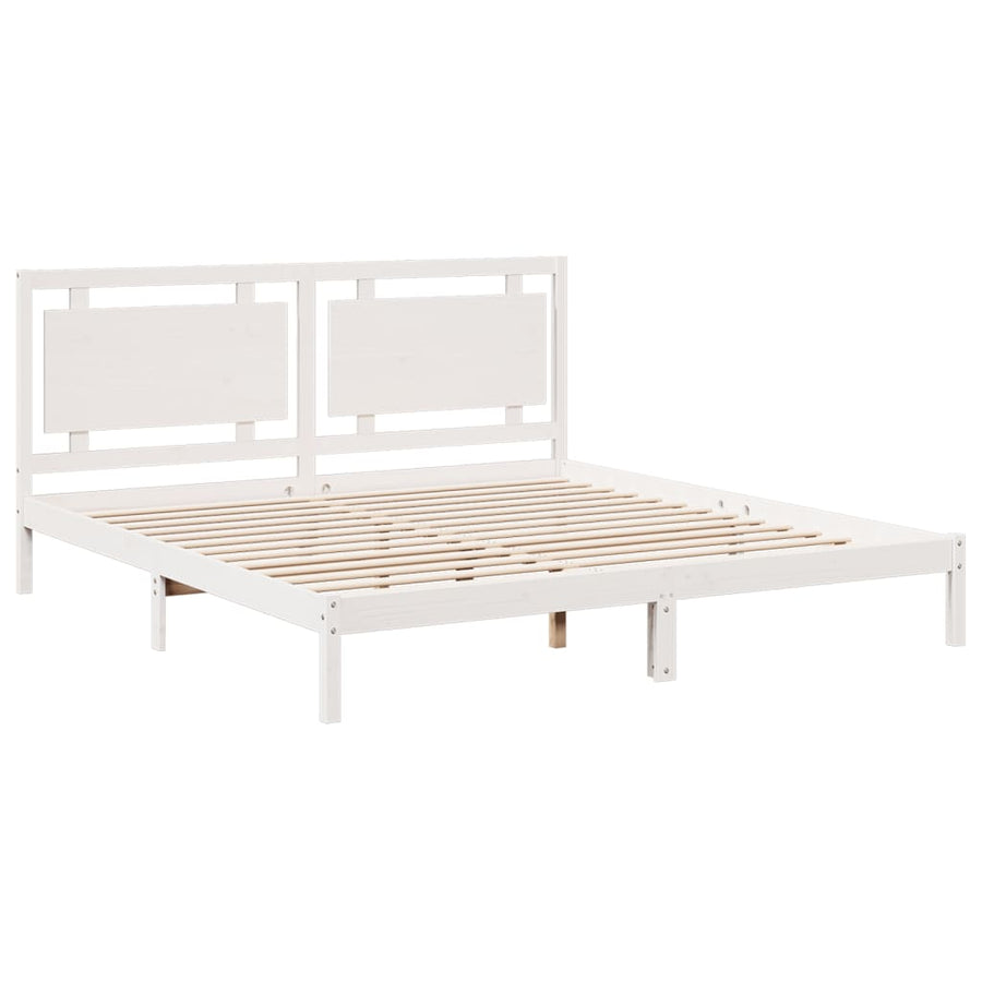 Bedframe extra lang zonder matras massief hout wit 200x210 cm