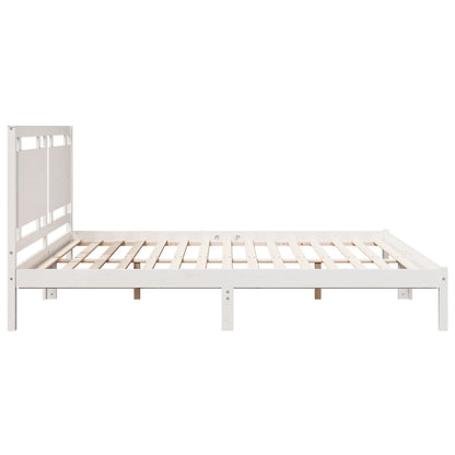 Bedframe extra lang zonder matras massief hout wit 200x210 cm
