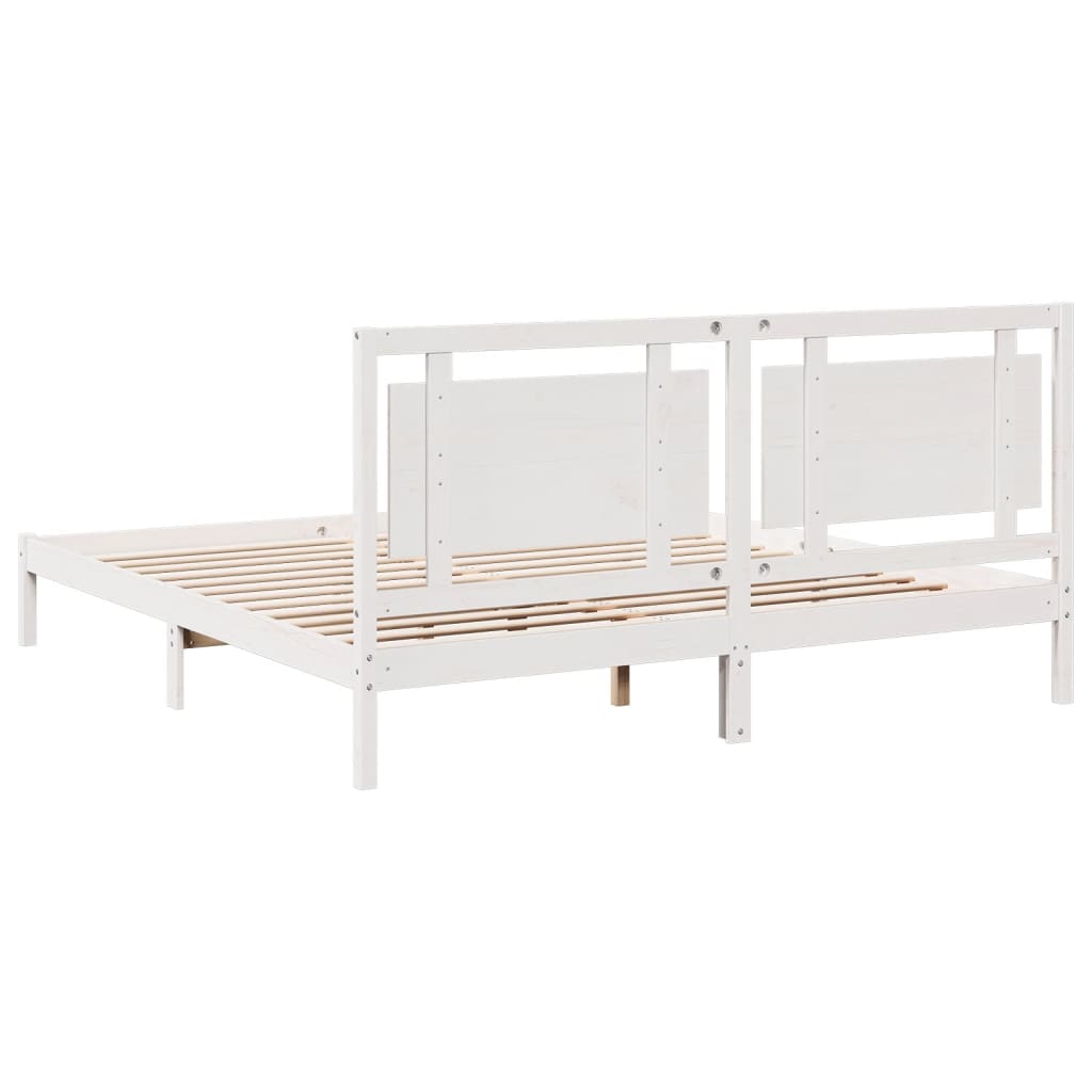 Bedframe extra lang zonder matras massief hout wit 200x210 cm
