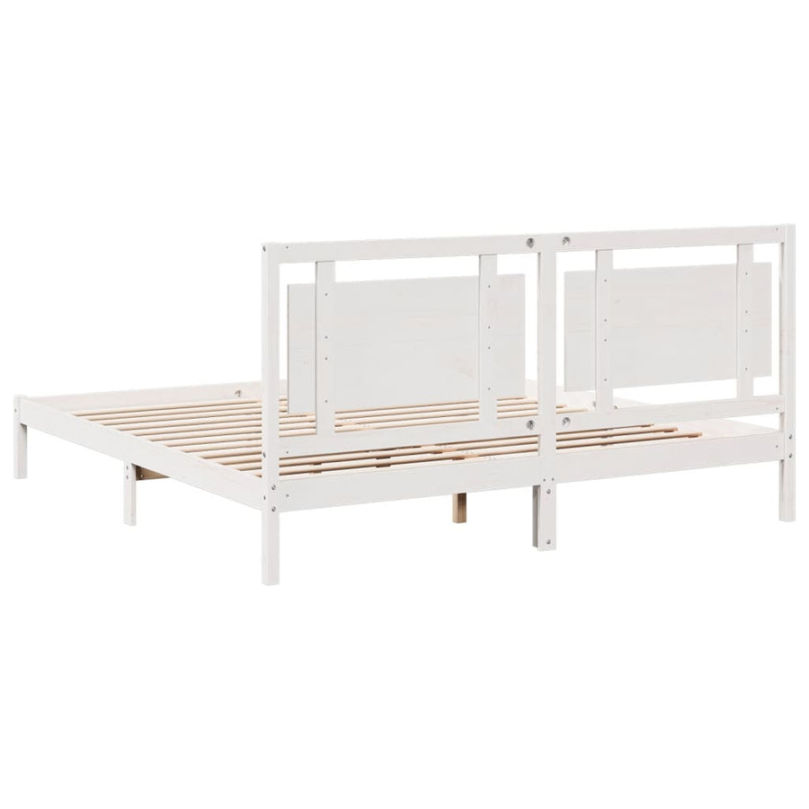 Bedframe extra lang zonder matras massief hout wit 200x210 cm