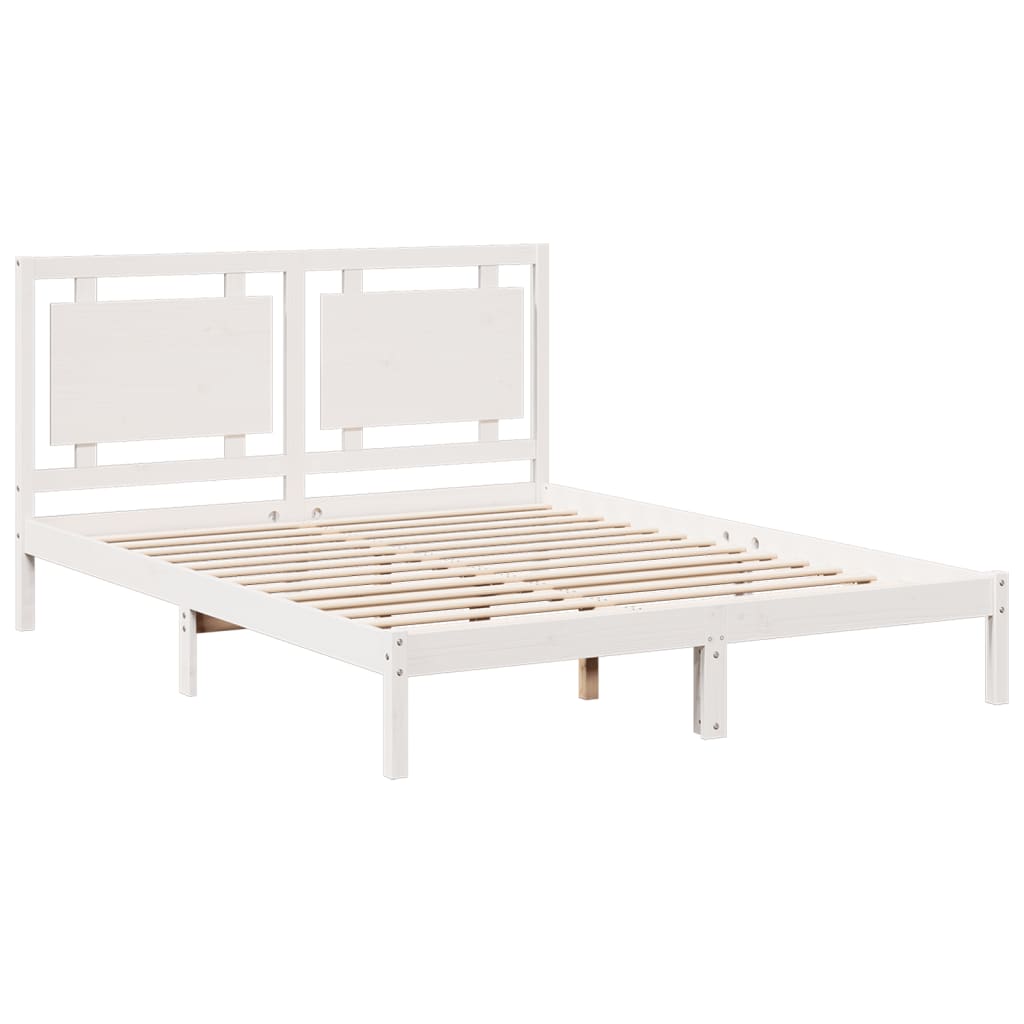 Bedframe extra lang zonder matras massief hout wit 160x220 cm