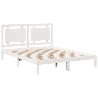 Bedframe extra lang zonder matras massief hout wit 160x220 cm