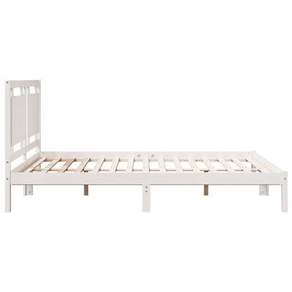Bedframe extra lang zonder matras massief hout wit 160x220 cm